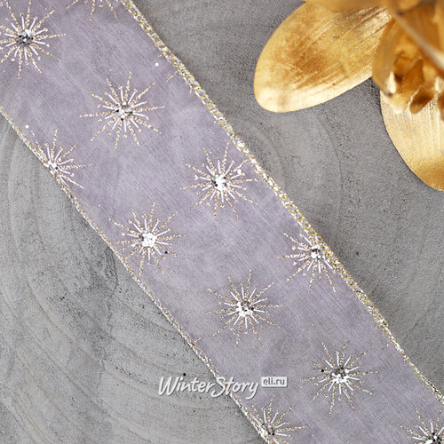 Декоративная лента Lilla Lunare: Морозные кристаллы 270*6 см, органза Kaemingk