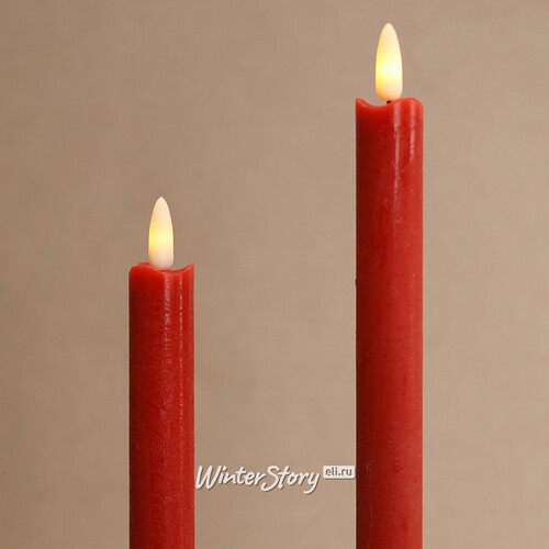 Столовая светодиодная свеча с имитацией пламени Инсендио 26 см 2 шт красная, батарейка Peha