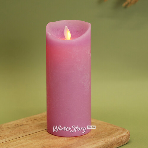 Светодиодная свеча с имитацией пламени 18 см, фиолетовая восковая, батарейка Peha