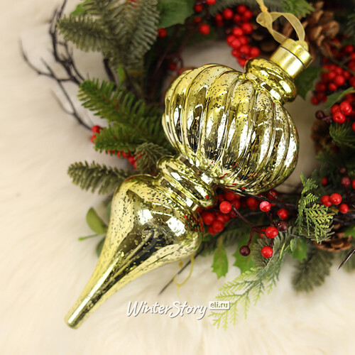 Светящееся новогоднее украшение Сосулька Космо Gold 26 см, 10 теплых белых LED ламп, на батарейках Peha