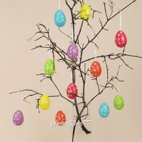 Пасхальные украшения Яйца Easter Сonfetti 6 см, 12 шт, подвеска Kaemingk