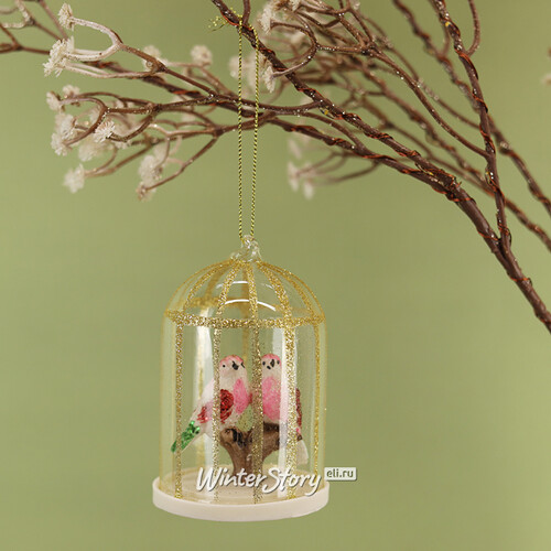 Стеклянная елочная игрушка Птички из сада Ла-Роз 10 см, подвеска Kaemingk