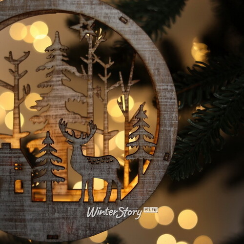 Декоративный светильник Apeldoorn Story - Лесной домик 14 см, на батарейках Kaemingk