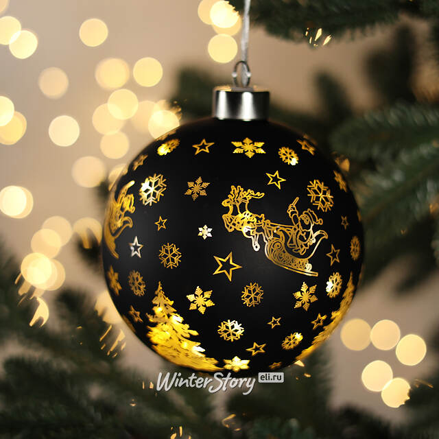 Светящийся елочный шар Онгэри 12 см, на батарейках Peha