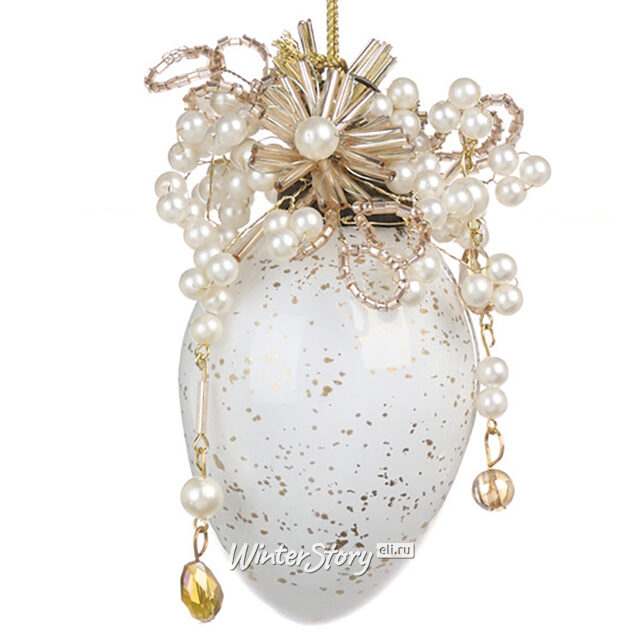 Стеклянная елочная игрушка Яйцо Pearly Tears 9 см, подвеска Goodwill