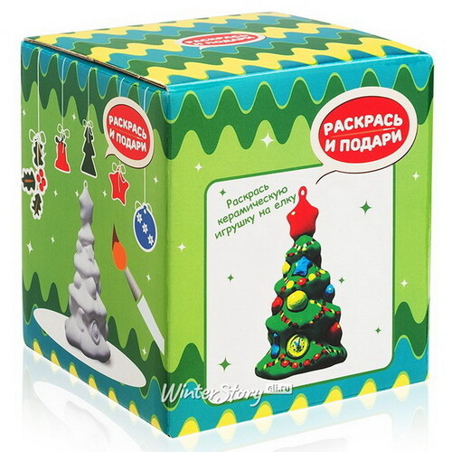 Новогодний набор для творчества Раскрась и подари - Елочная игрушка Елочка 9 см Bumbaram