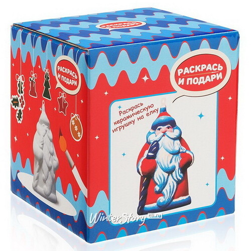 Новогодний набор для творчества Раскрась и подари - Елочная игрушка Дед Мороз 9 см Bumbaram