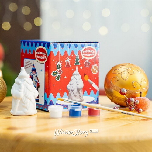 Набор для творчества Раскрась и подари - елочная игрушка Дед Мороз, керамика Раскрась и подари
