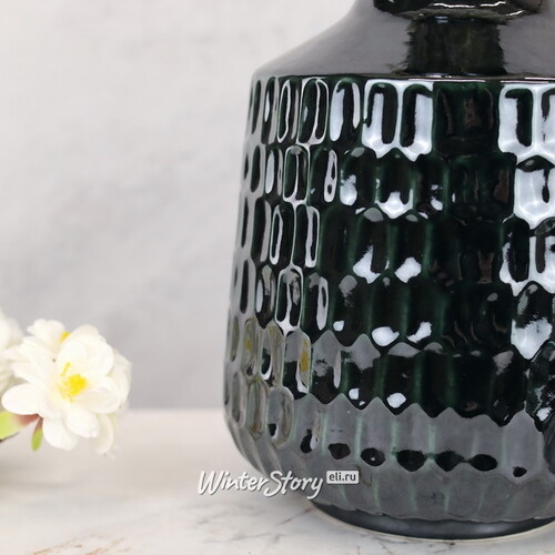 Керамическая ваза Дорнас 33 см темно-зеленая Kaemingk