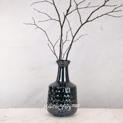 Керамическая ваза Дорнас 33 см темно-зеленая Kaemingk