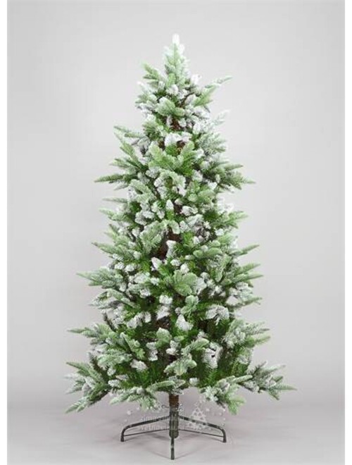 Искусственная елка с лампочками Нормандия Заснеженная Стройная 260 см, 456 теплых белых ламп, ЛИТАЯ + ПВХ Triumph Tree