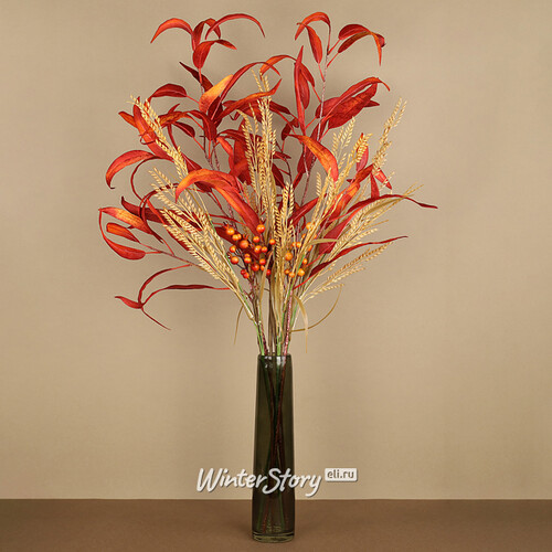 Декоративная ветка Ягоды Боярышника для букетов 50 см оранжевый Hogewoning