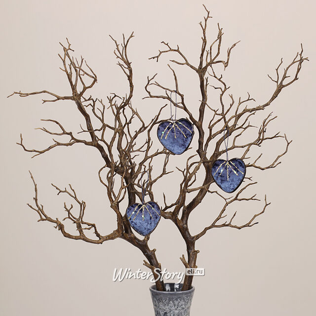 Винтажное елочное украшение Сердце Розмари 8 см сапфир, подвеска Due Esse Christmas