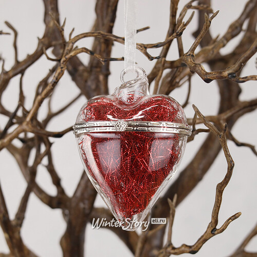 Стеклянная елочная игрушка-шкатулка Сердце Мелоди 10 см Kaemingk
