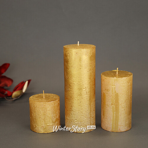 Декоративная свеча Металлик Гранд 180*68 мм золотая Kaemingk