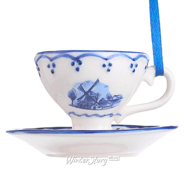 Елочная игрушка Керамическая Чашка с Мельницей 5 см, подвеска Kurts Adler