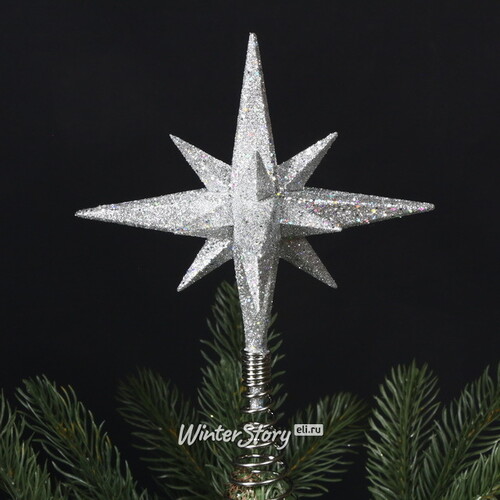 Елочная верхушка Estrella de Diamante 22 см серебряная Kurts Adler