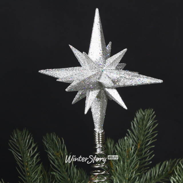 Елочная верхушка Estrella de Diamante 22 см серебряная Kurts Adler (Куртс Адлер)