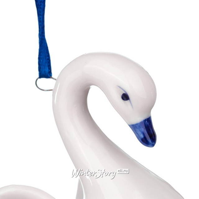 Елочная игрушка из фарфора Лебедь - Blue Swan 9 см, подвеска Kurts Adler (Куртс Адлер)