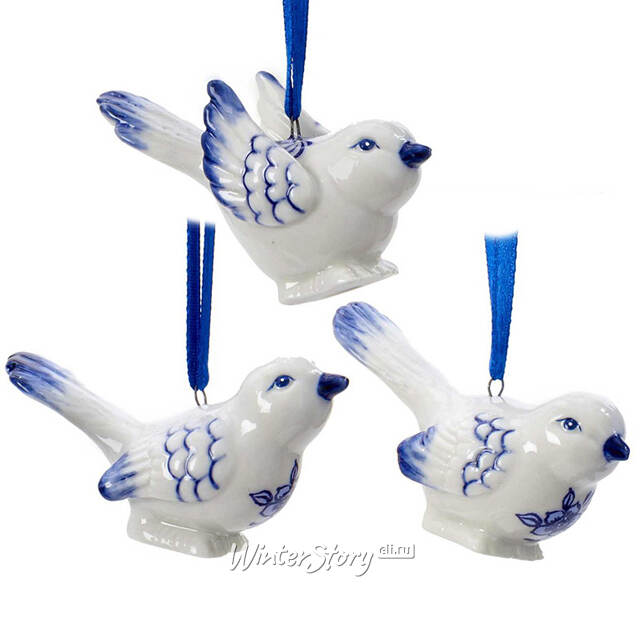 Елочная игрушка Делфтская Синичка 5 см, подвеска Kurts Adler (Куртс Адлер)
