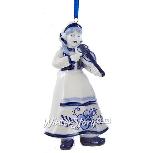 Елочная игрушка Девушка из Делфта со Скрипкой 10 см, подвеска Kurts Adler