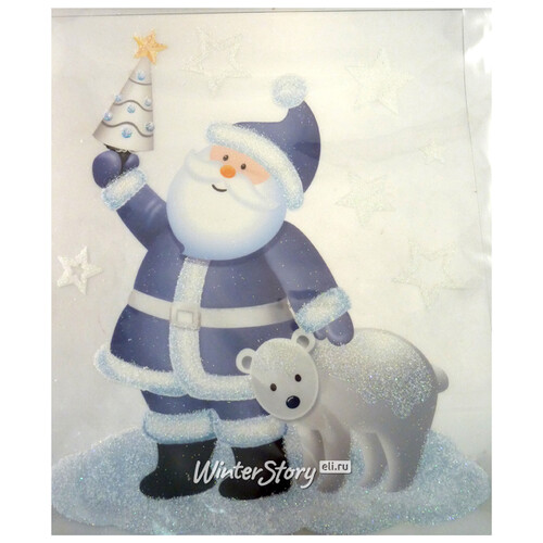 Наклейка для окна Добрый Санта с полярным мишкой 35*29 см Peha