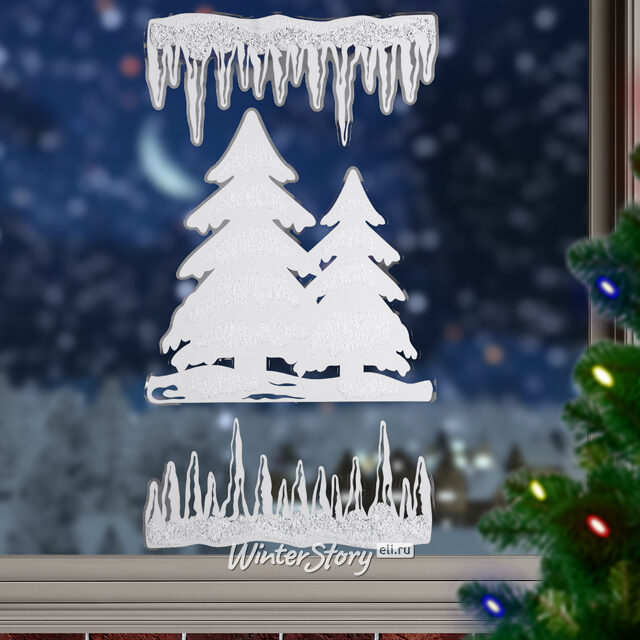 Наклейки для окна Северные Ели 45*24 см Peha