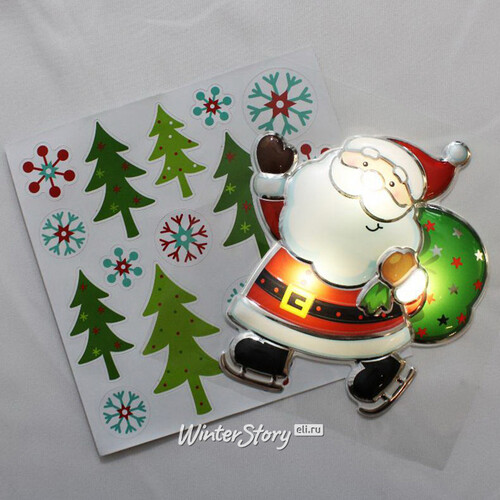 Светящаяся наклейка Christmas Adventures: Санта 29 см с набором стикеров Peha