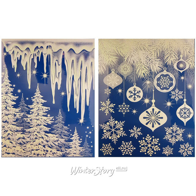 Наклейки для окон Красоты Зимней Сказки 41*29 см, 2 шт Peha