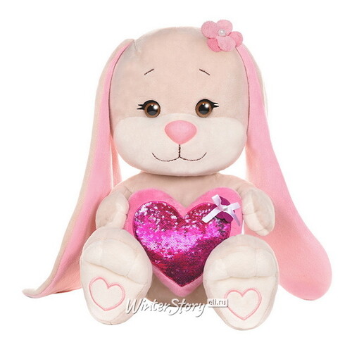 Мягкая игрушка Зайка Лин с розовым сердцем 35 см, коллекция Jack&Lin Maxitoys