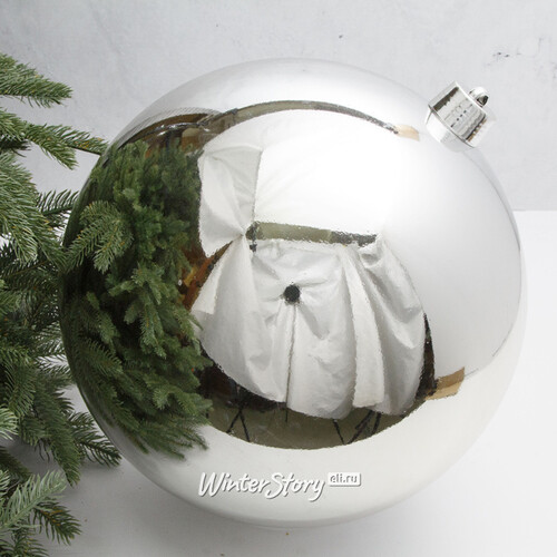 Пластиковый шар 40 см серебряный глянцевый, Winter Decoration Winter Deco
