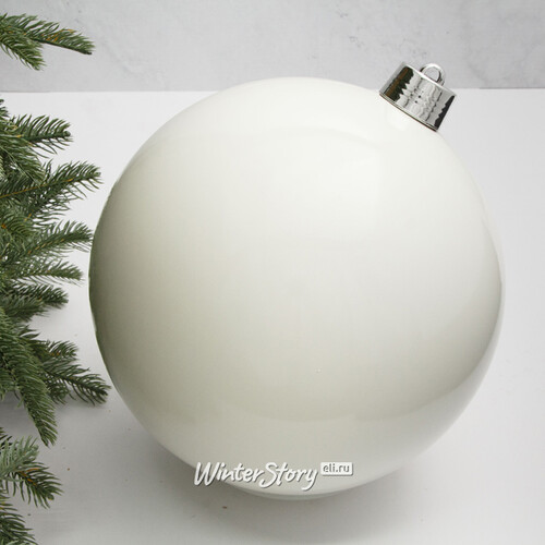 Пластиковый шар 30 см белый глянцевый, Winter Decoration Winter Deco