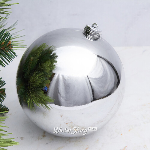 Пластиковый шар 15 см серебряный глянцевый, Winter Decoration Winter Deco
