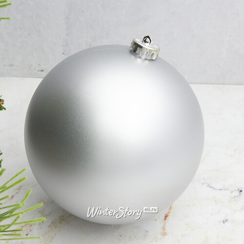 Пластиковый шар 15 см серебряный матовый, Winter Decoration Winter Deco