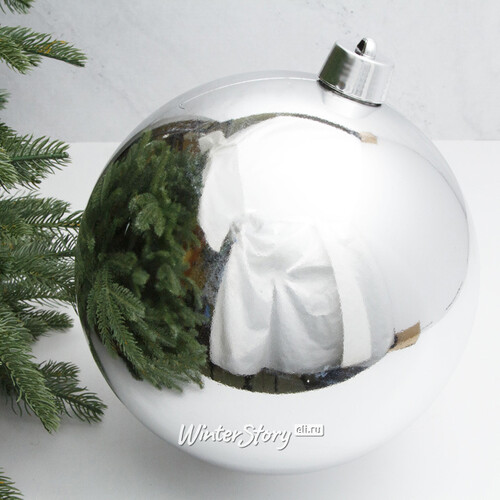 Пластиковый шар 30 см серебряный глянцевый, Winter Decoration Winter Deco