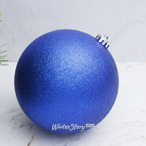 Пластиковый шар 15 см синий искристый, Winter Decoration Winter Deco