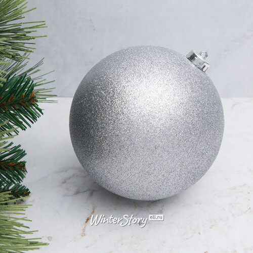 Пластиковый шар 15 см серебряный искристый, Winter Decoration Winter Deco