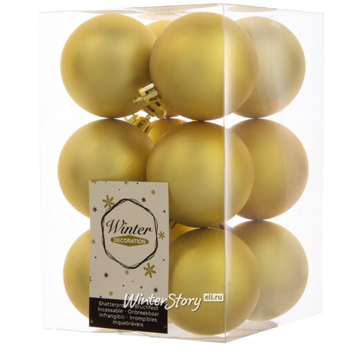 Набор пластиковых матовых шаров 6 см насыщенно-золотой, 12 шт, Winter Decoration Winter Deco