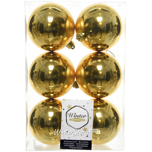 Набор пластиковых глянцевых шаров 8 см золотой, 6 шт, Winter Decoration Winter Deco