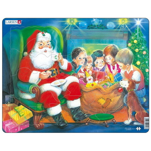 Детский новогодний пазл Санта с детьми, 15 элементов, 37*29 см LARSEN