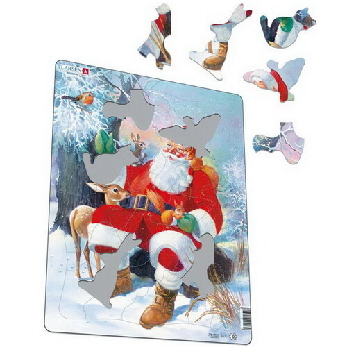 Детский новогодний пазл Санта с животными, 32 элемента LARSEN