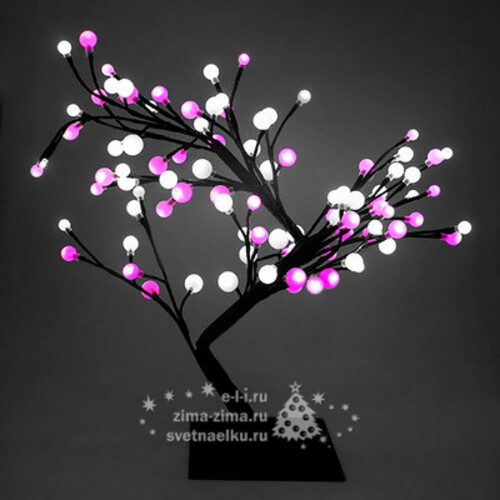 Светодиодное мини дерево "Бонсай ШАРИКИ", 60 см, 96 БЕЛО-РОЗОВЫХ LED ламп BEAUTY LED