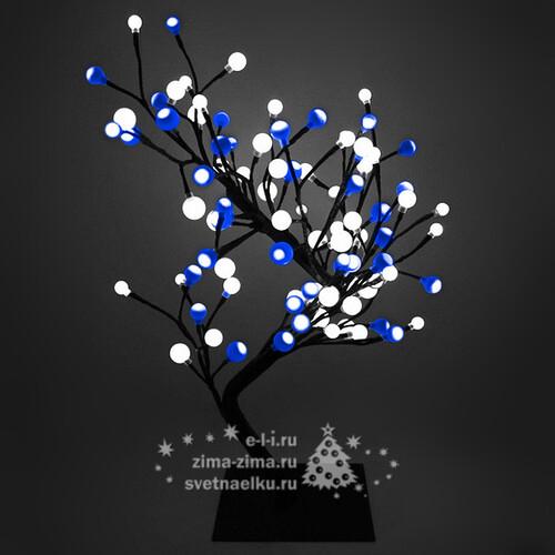 Светодиодное мини дерево "Бонсай ШАРИКИ", 60 см, 96 БЕЛО-ГОЛУБЫХ LED ламп BEAUTY LED