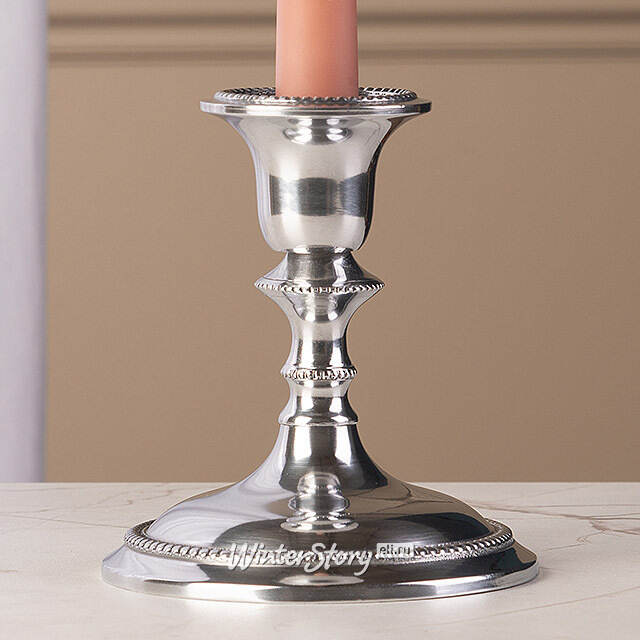 Декоративный подсвечник на 1 свечу Ларс 14 см, серебряный Swerox