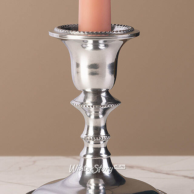 Декоративный подсвечник на 1 свечу Ларс 14 см, серебряный Swerox