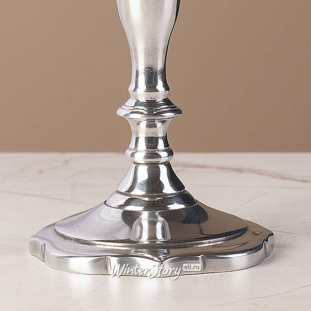 Декоративный подсвечник на 1 свечу Виллиам 18 см, серебряный Swerox