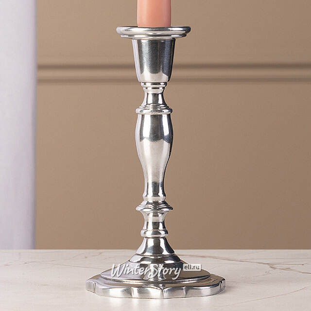 Декоративный подсвечник на 1 свечу Виллиам 18 см, серебряный Swerox
