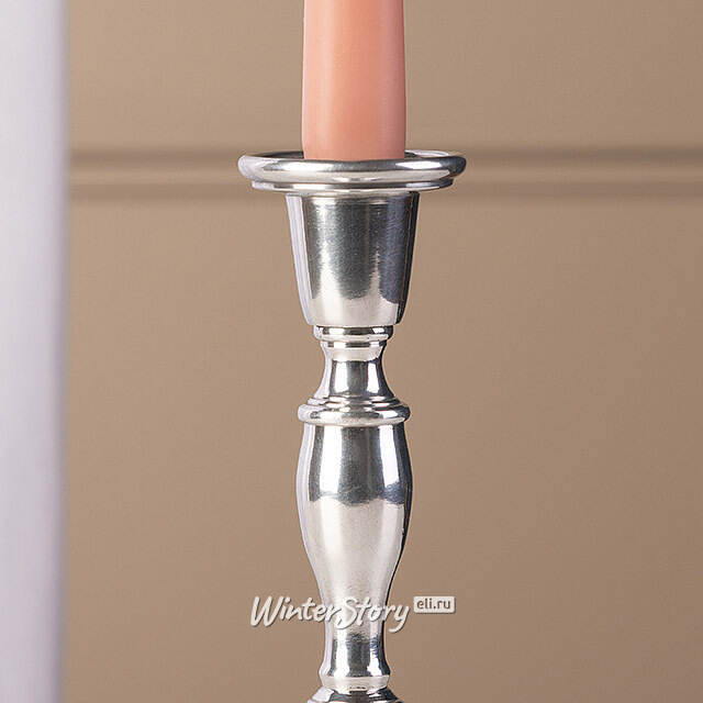 Декоративный подсвечник на 1 свечу Виллиам 18 см, серебряный Swerox