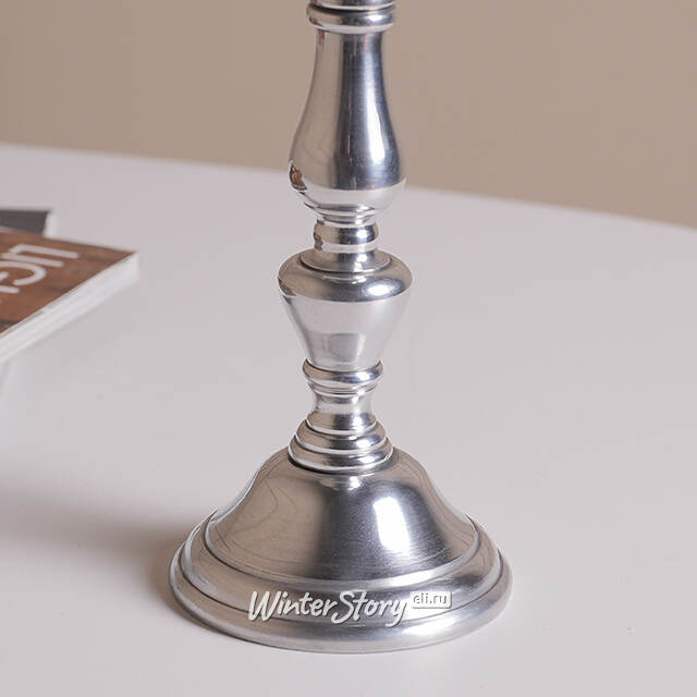 Декоративный подсвечник на 1 свечу Юхан 18 см, серебряный Swerox