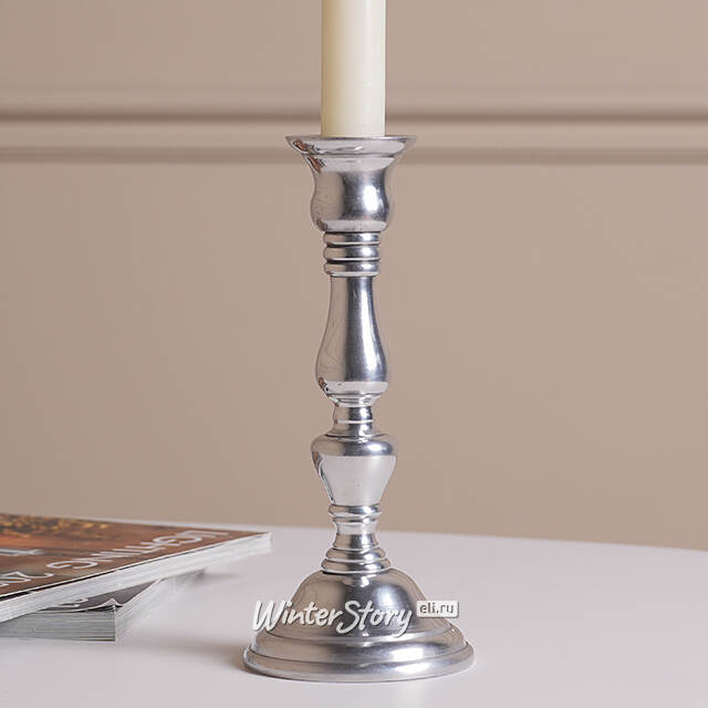 Декоративный подсвечник на 1 свечу Юхан 18 см, серебряный Swerox